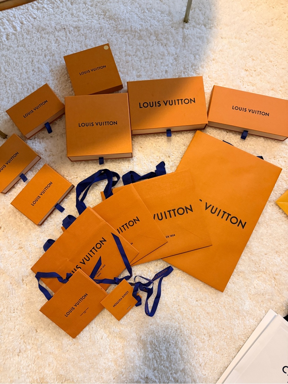 Fendi Orange and Navy Branded Gift Bags and Boxes